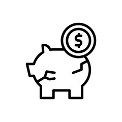 piggy bank dollar coin icon. Simple line, outline vector elements of bankruptcy icons for ui and ux, website or mobile application