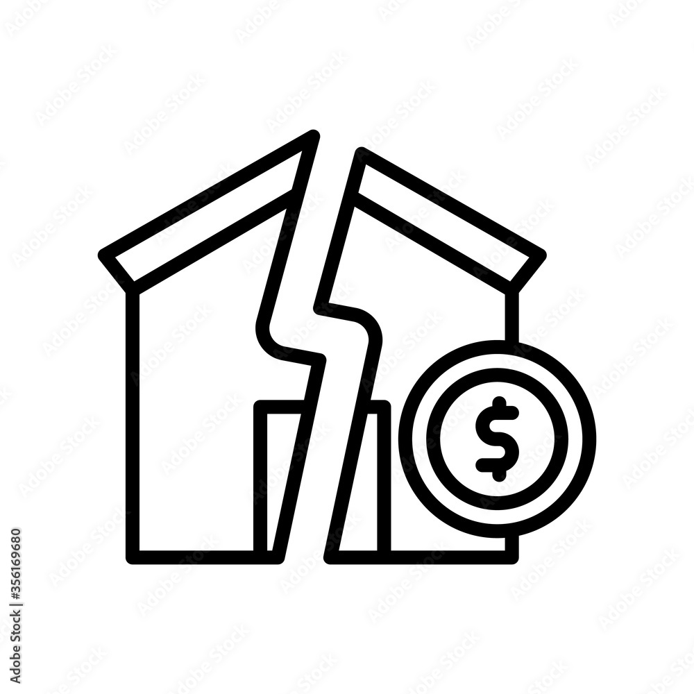 Aufkleber house broken icon. simple line, outline vector elements of bankruptcy icons for ui and ux, website o