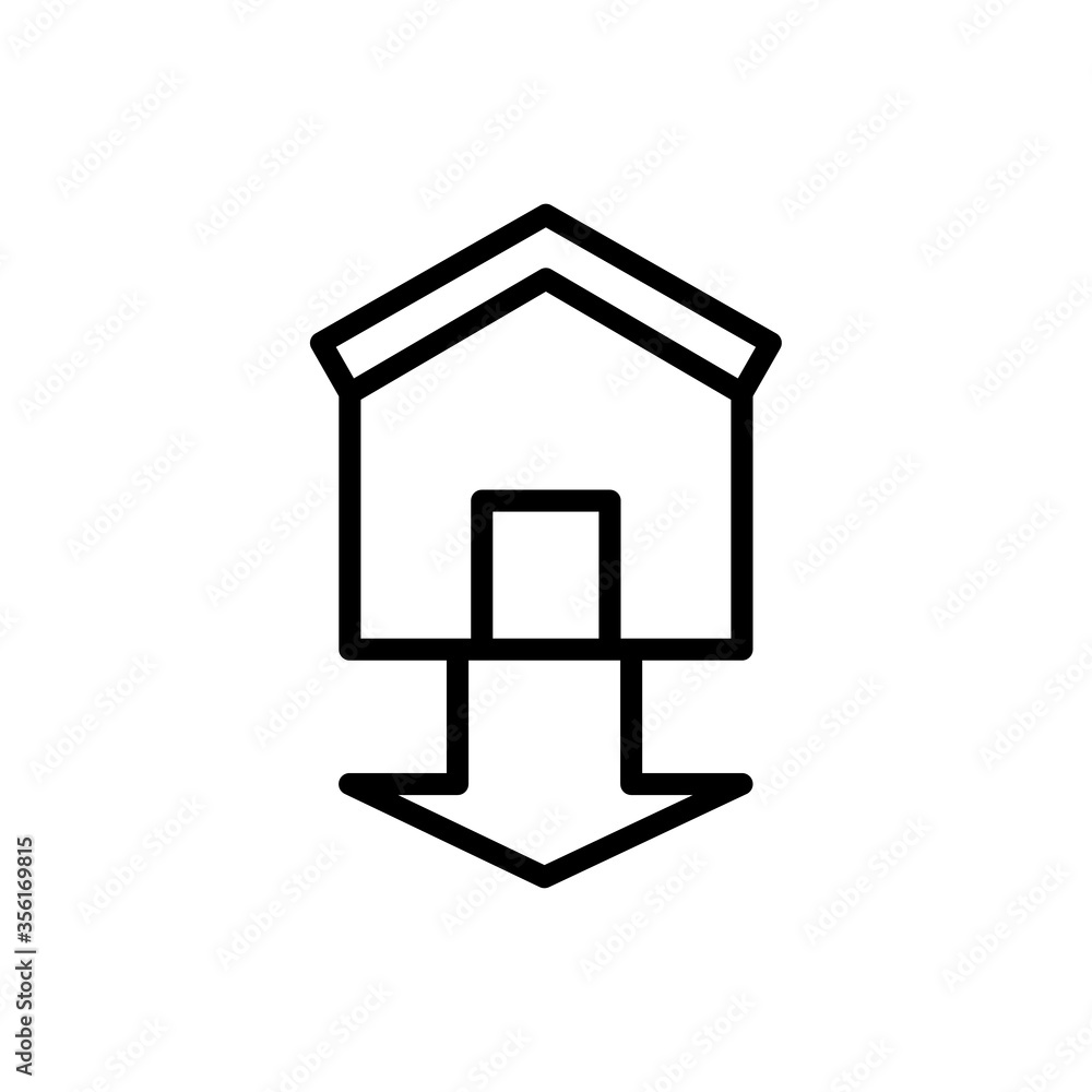 Poster house arrow down icon. simple line, outline vector elements of bankruptcy icons for ui and ux, websi