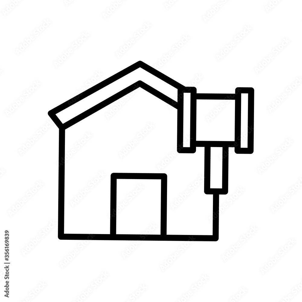 Poster house hammer icon. simple line, outline vector elements of bankruptcy icons for ui and ux, website o
