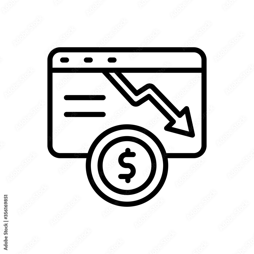 Poster web site arrow coin dollar icon. simple line, outline vector elements of bankruptcy icons for ui and