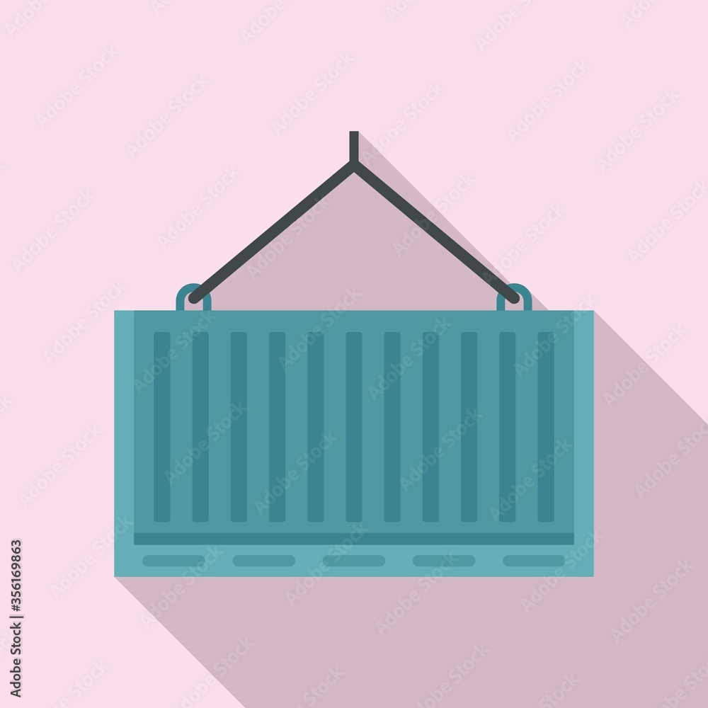 Poster port crane container box icon. flat illustration of port crane container box vector icon for web des