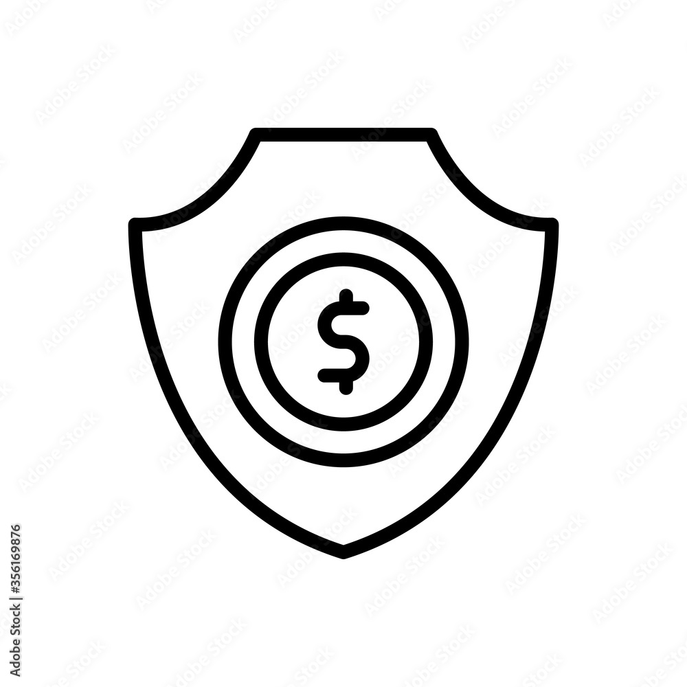 Poster shield coin dollar icon. simple line, outline vector elements of bankruptcy icons for ui and ux, web