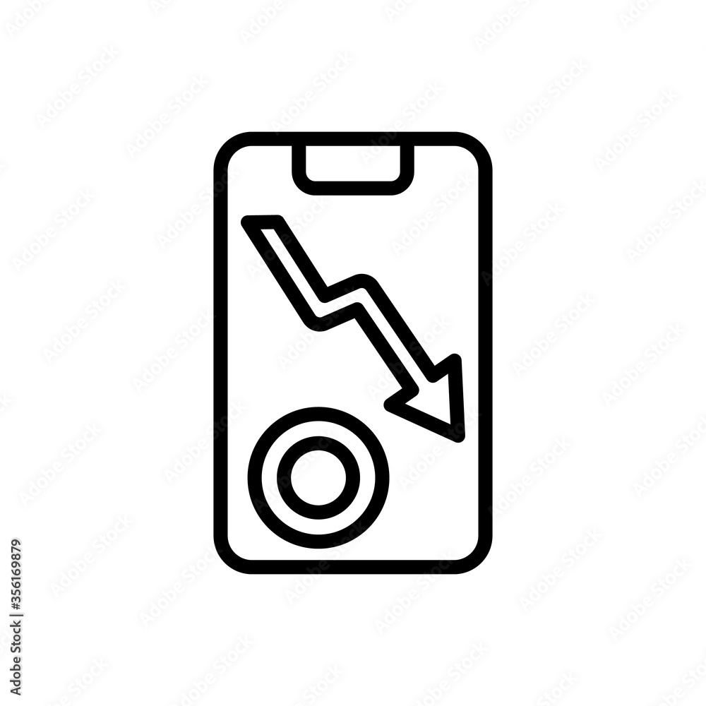 Poster smartphone arrow down coin icon. simple line, outline vector elements of bankruptcy icons for ui and