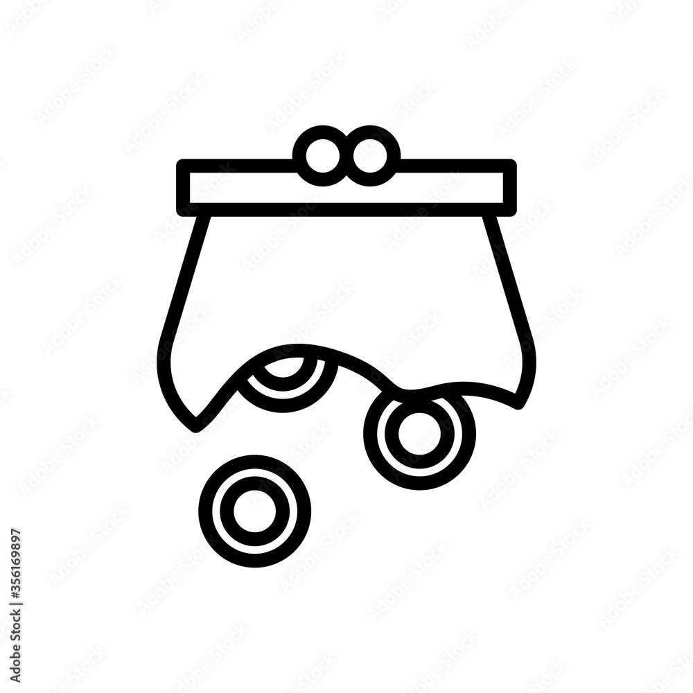 Poster purse coin icon. simple line, outline vector elements of bankruptcy icons for ui and ux, website or 