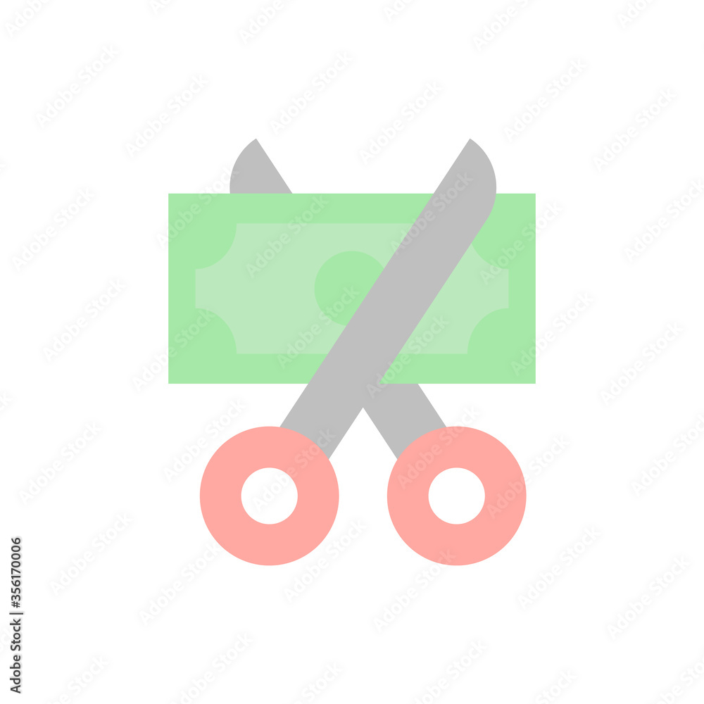 Poster scissors money icon. simple color vector elements of bankruptcy icons for ui and ux, website or mobi