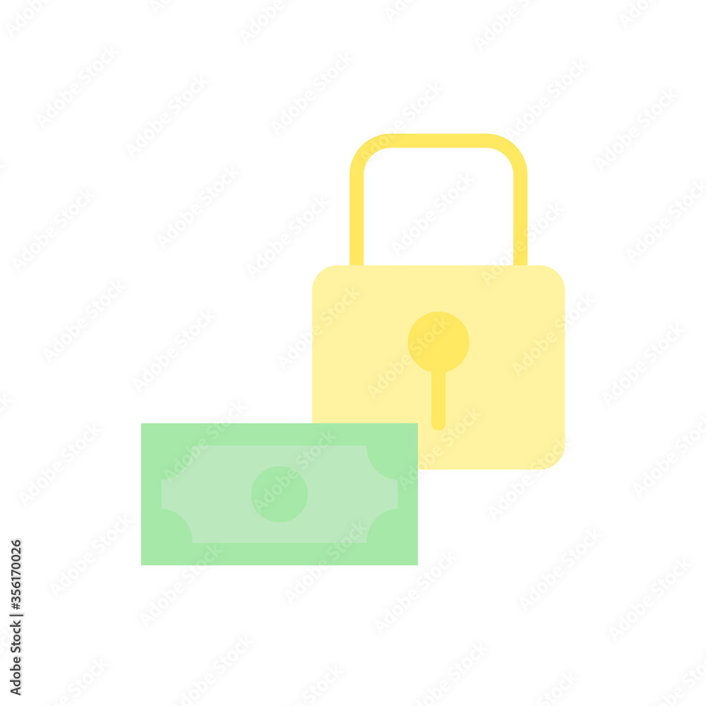 Aufkleber money lock icon. simple color vector elements of bankruptcy icons for ui and ux, website or mobile a