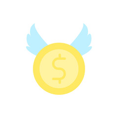 coin dollar wings icon. Simple color vector elements of bankruptcy icons for ui and ux, website or mobile application