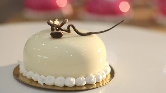 A cake with glossy glaze
