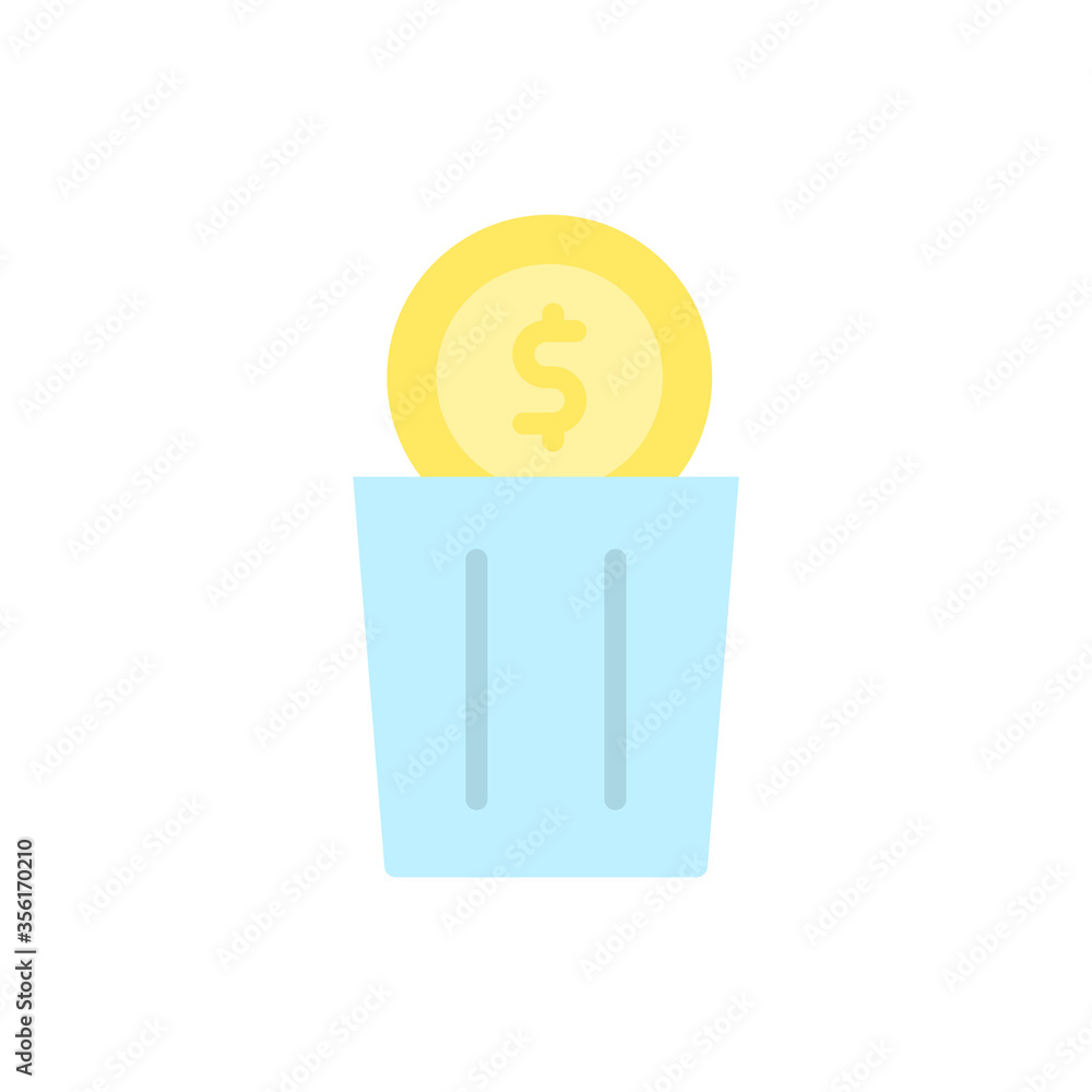 Poster trash can coin dollar icon. simple color vector elements of bankruptcy icons for ui and ux, website 