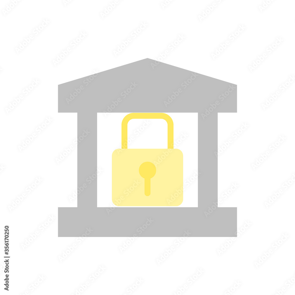 Poster bank lock icon. simple color vector elements of bankruptcy icons for ui and ux, website or mobile ap
