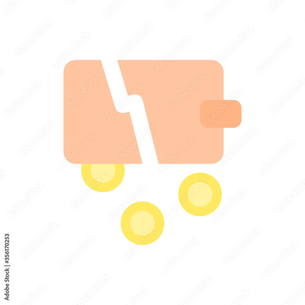 Poster purse coin icon. simple color vector elements of bankruptcy icons for ui and ux, website or mobile a