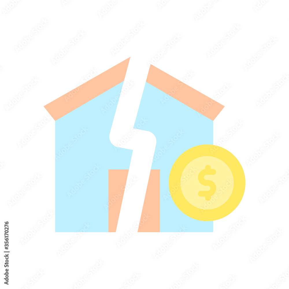Aufkleber house broken icon. simple color vector elements of bankruptcy icons for ui and ux, website or mobile