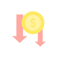 arrow down coin dollar icon. Simple color vector elements of bankruptcy icons for ui and ux, website or mobile application