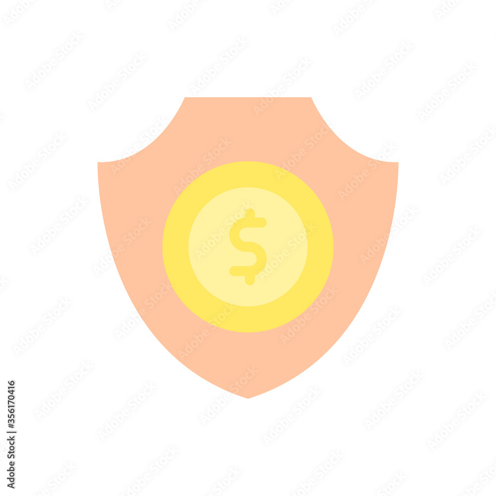 Poster shield coin dollar icon. simple color vector elements of bankruptcy icons for ui and ux, website or 