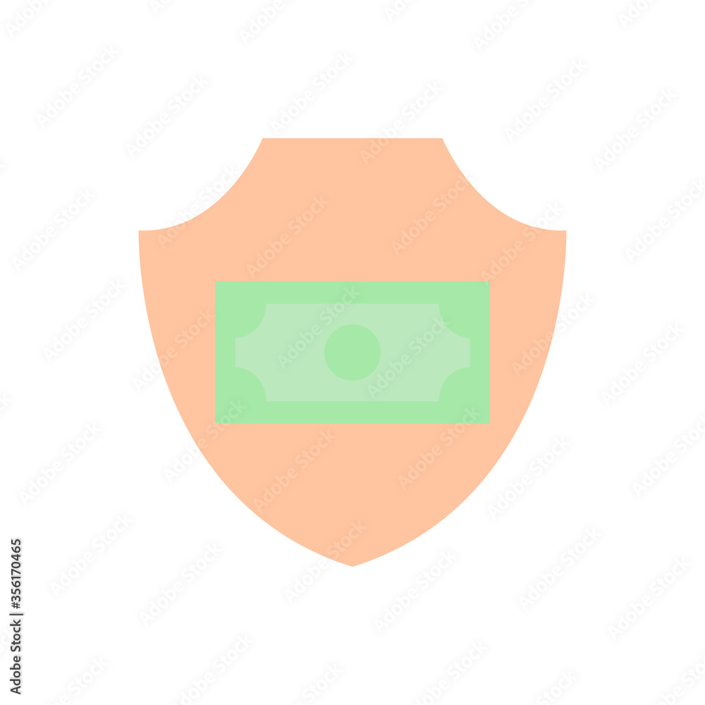 Aufkleber money shield icon. simple color vector elements of bankruptcy icons for ui and ux, website or mobile