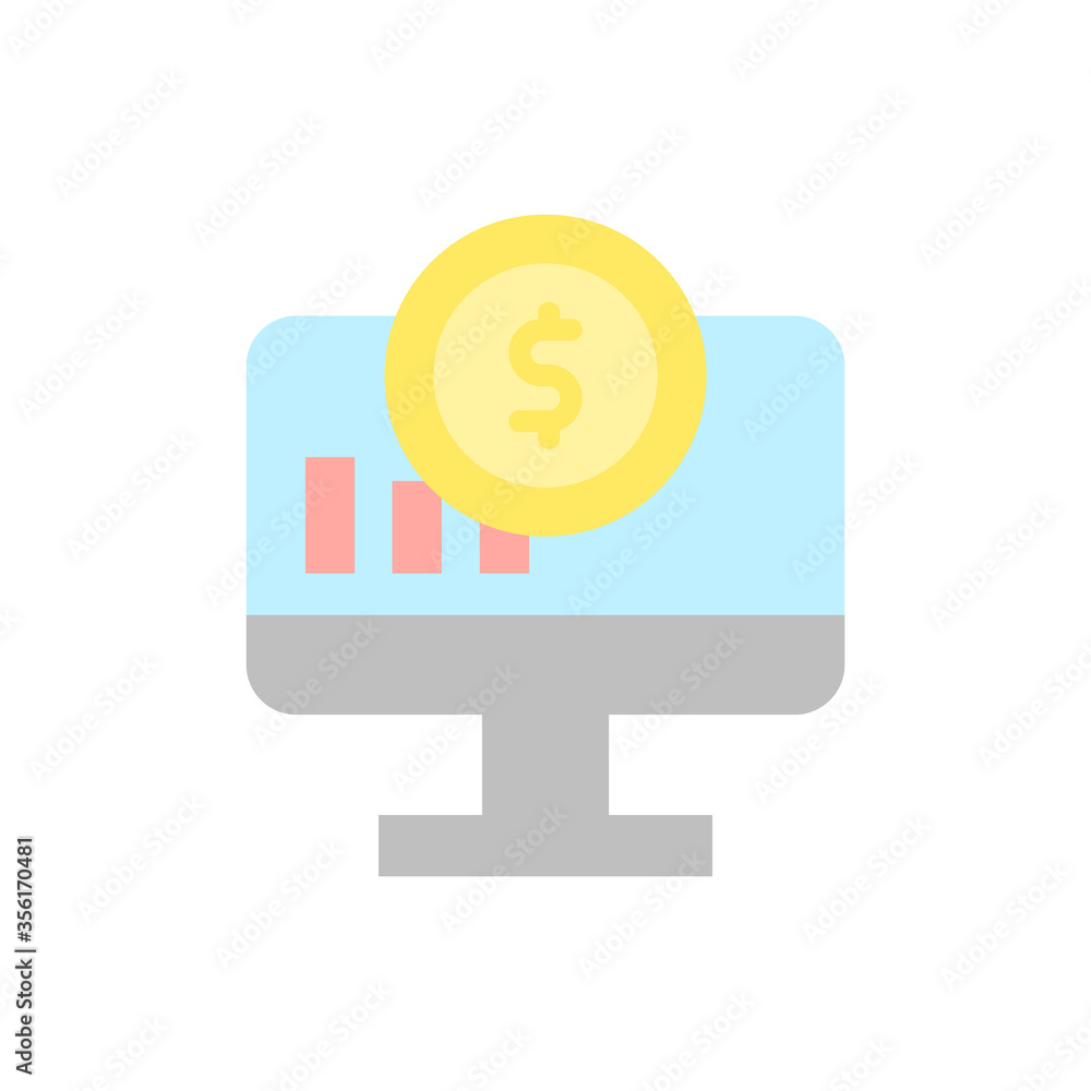 Poster dollar monitor icon. simple color vector elements of bankruptcy icons for ui and ux, website or mobi