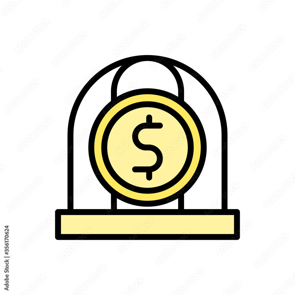 Poster coin dollar cell icon. simple color with outline vector elements of bankruptcy icons for ui and ux, 