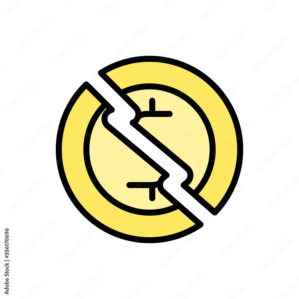 Poster coin dollar icon. simple color with outline vector elements of bankruptcy icons for ui and ux, websi