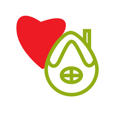 Stay home, heart icons vector illustration. House
