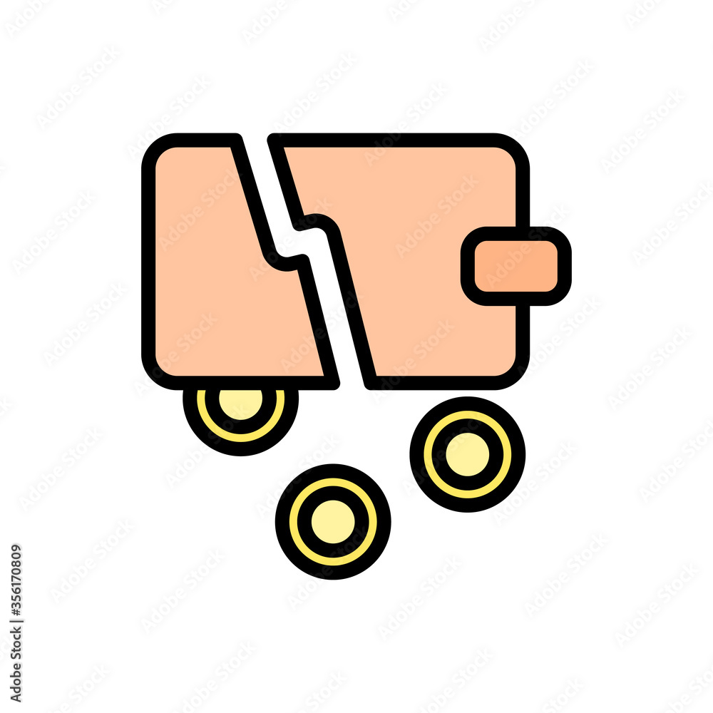 Poster purse coin icon. simple color with outline vector elements of bankruptcy icons for ui and ux, websit