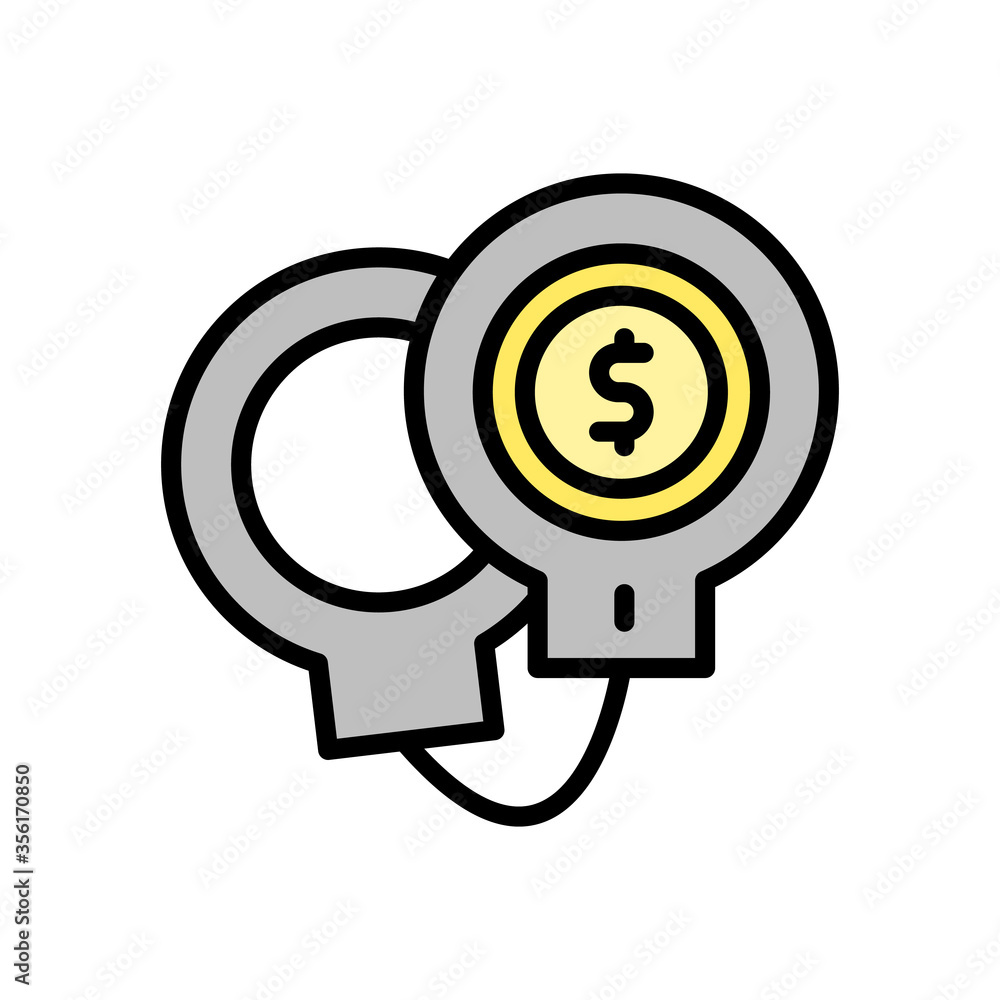 Poster handcuffs dollar coin icon. simple color with outline vector elements of bankruptcy icons for ui and