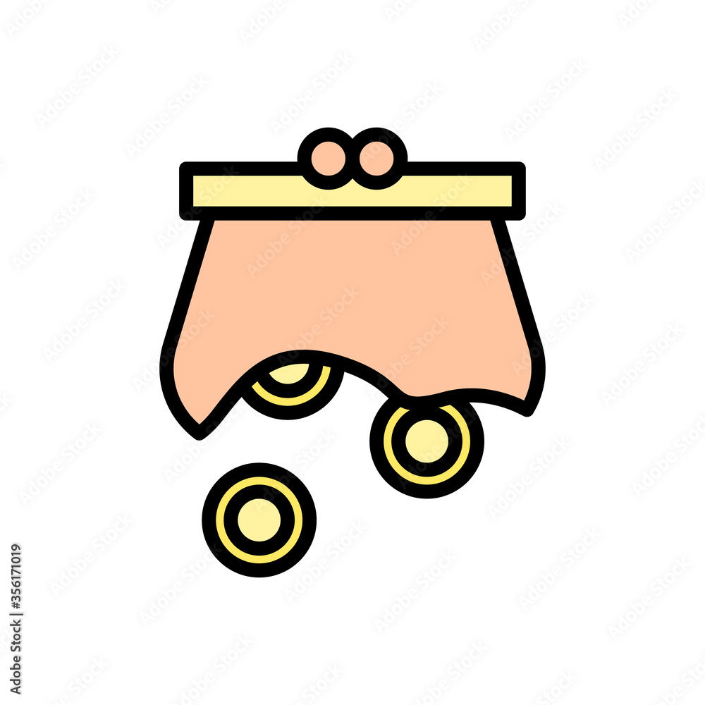 Poster purse coin icon. simple color with outline vector elements of bankruptcy icons for ui and ux, websit