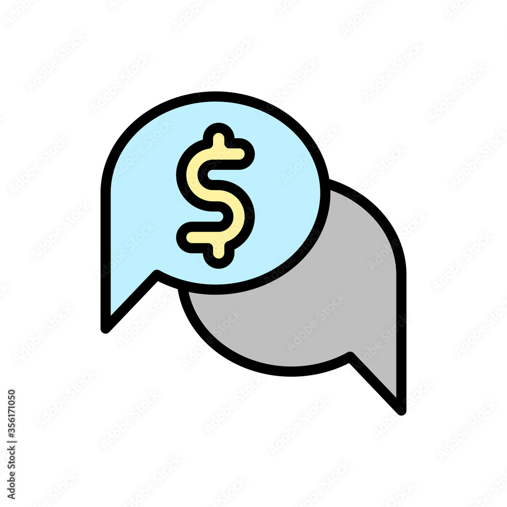 Poster chat dollar icon. simple color with outline vector elements of bankruptcy icons for ui and ux, websi