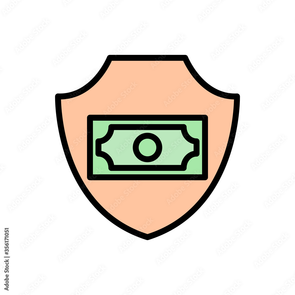 Poster money shield icon. simple color with outline vector elements of bankruptcy icons for ui and ux, webs