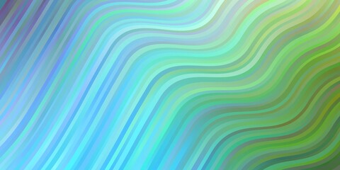Light Blue, Green vector background with lines. Colorful geometric sample with gradient curves.  Pattern for busines booklets, leaflets
