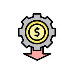 gear arrow dollar icon. Simple color with outline vector elements of bankruptcy icons for ui and ux, website or mobile application