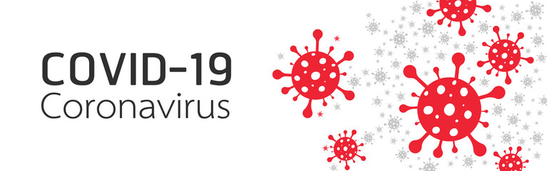 Coronavirus cell icon in flat style. Covid-19 with inscription typography design vector illustration.