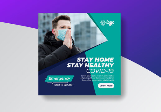COVID-19 Social Media Layout for Healthcare Awareness