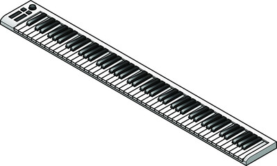 A music keyboard MIDI controller with 88 keys. In white.