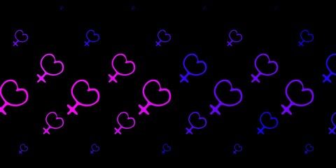 Dark Purple, Pink vector pattern with feminism elements.
