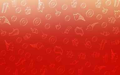 Light Red vector texture with sweets, candies. Beautiful colored illustration with candies in doodle style. Doodle design for your business advert of cafes.