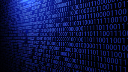 Random Binary Code Background in Blue Color Theme with Gradient Light ver.3