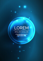 Glowing neon shiny transparent bubbles, glass circles or bio cell concept. Techno futuristic vector abstract background For Wallpaper, Banner, Background, Card, Book Illustration, landing page