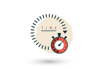 Time management concept. Creative icon for efficiency, productivity. Sign stopwatch. Flat design. Vector