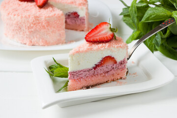 Pink velvet cake. Healthy cake, strawberry cheesecake, healthy dessert, healthy eting, diet