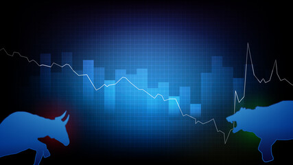 abstract background of bear versus bull stock market exchange with graph , investment trading vector design