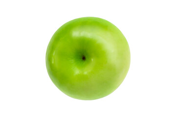 top view fresh green apple on clear solid and white background in studio light.