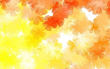Light Red, Yellow vector doodle texture with flowers