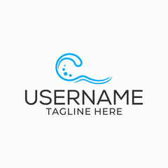 The blue wave illustration logo design on a white background.