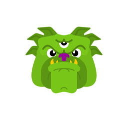 Three-eyed alien dog isolated. Space Pet vector illustration
