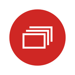 Album of photos vector icon. Photo gallery symbol for user interface app. Overlapping pictures for website or mobile app. Photo collection sign for multimedia, Photographs bundle icon. Button.