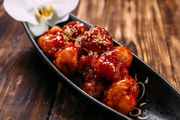 Asian batter chicken with spicy sweet sauce
