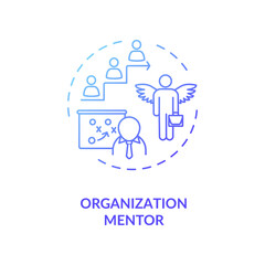 Organization mentor concept icon. Career development assistance, job promotion planning idea thin line illustration. Professional management. Vector isolated outline RGB color drawing