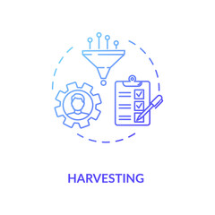 Harvesting concept icon. Final stage of mentoring process, training conclusion idea thin line illustration. Summarizing education results. Vector isolated outline RGB color drawing