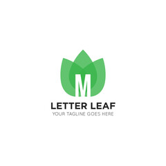 initial letter m leaf logo and icon vector illustration design template